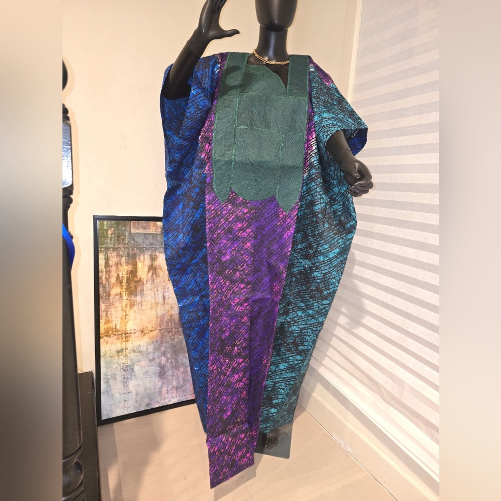 Embroidery on Ankara BuBu/Kaftan / Mou mou Multicolor Maxi Dress